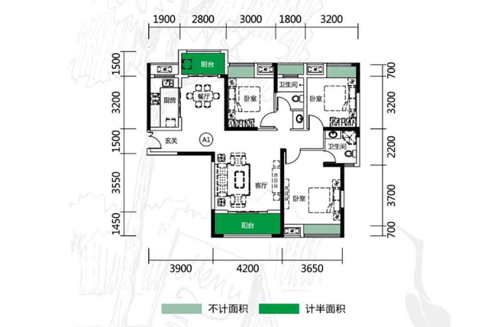 建面約120㎡戶型