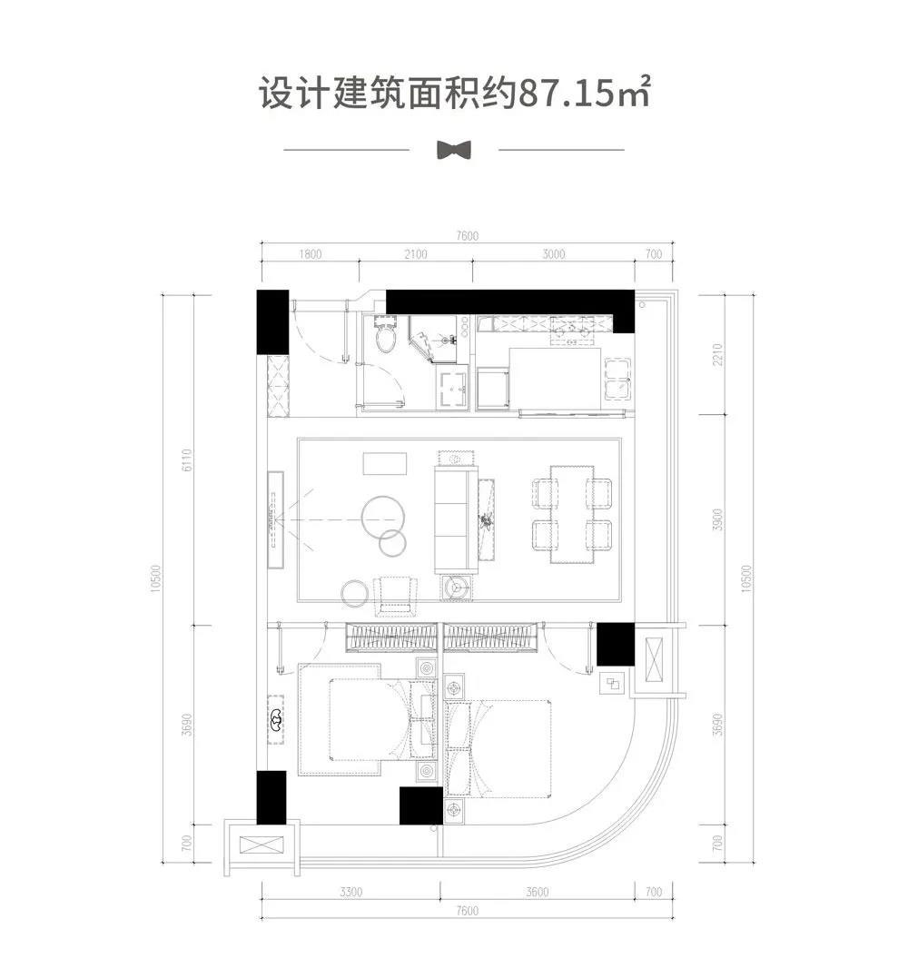 建面約87.15㎡戶型