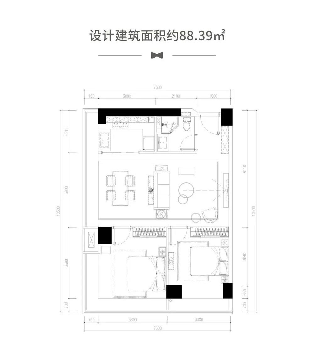 建面約88.39㎡戶型
