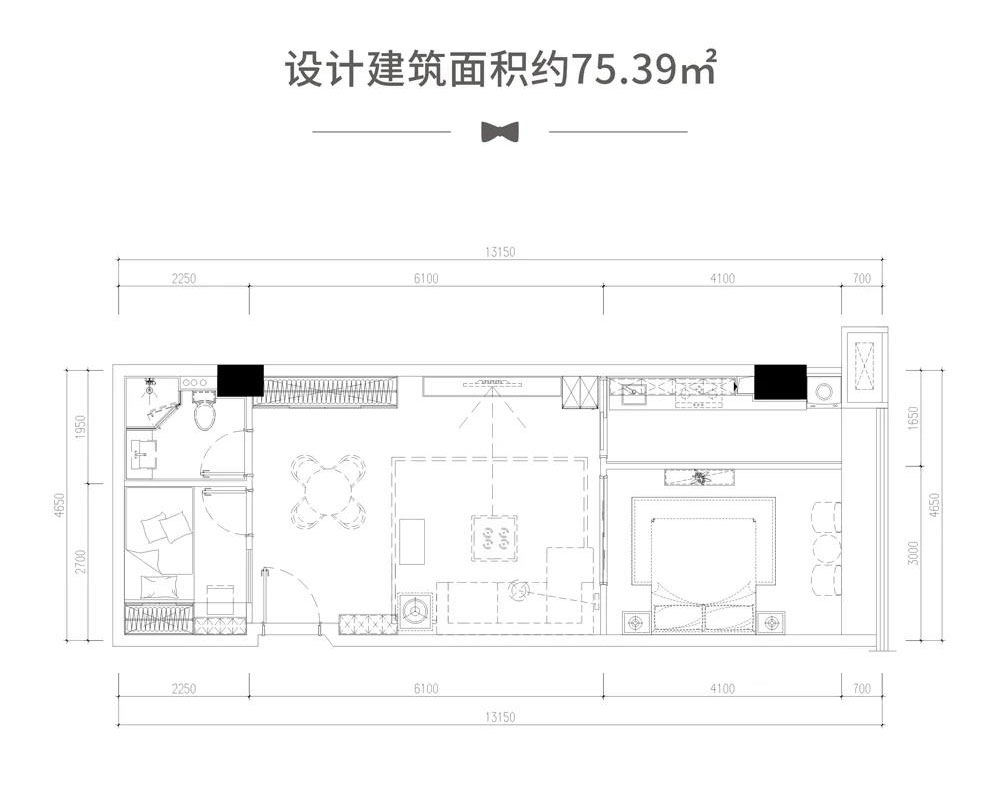 建面約75.39㎡戶型