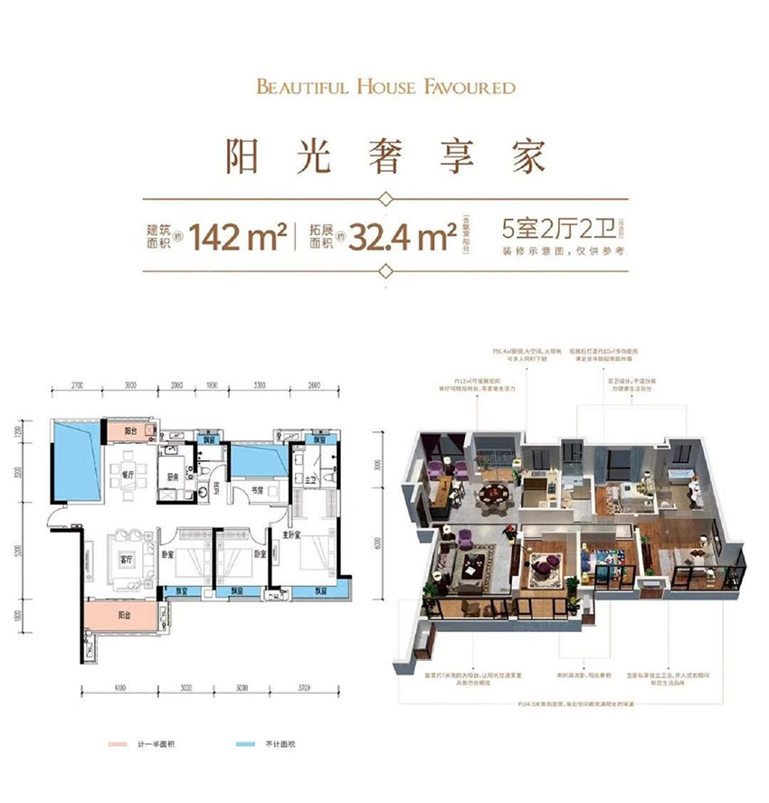 建面約142㎡戶型