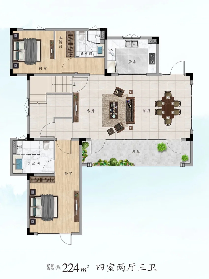 建面約224㎡戶型