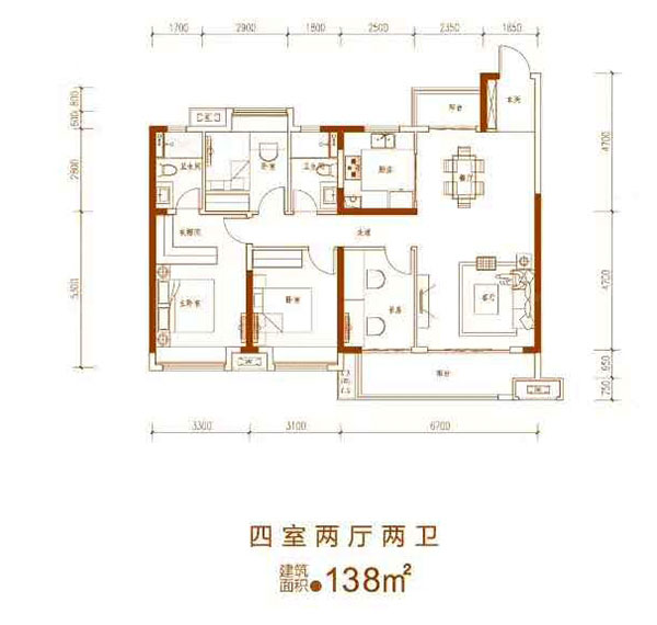 建面約138㎡戶型