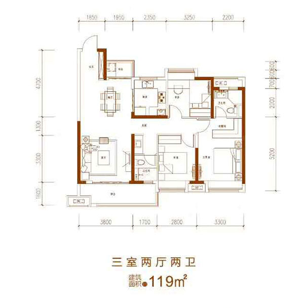 建面約119㎡戶型