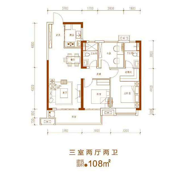 建面約108㎡戶型