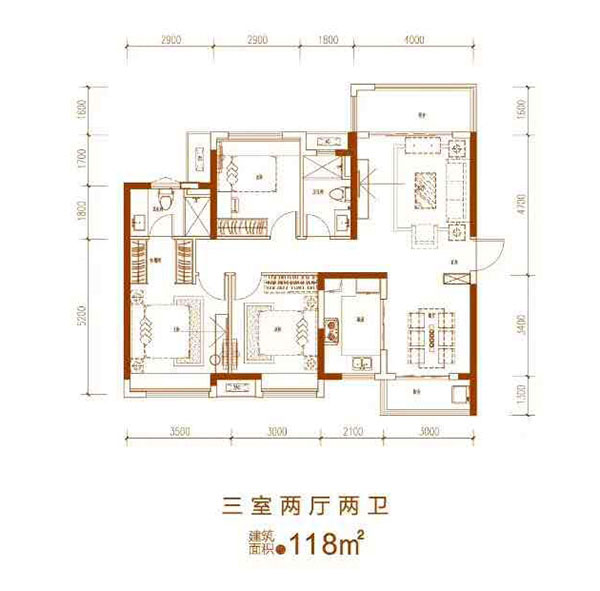 建面約118㎡戶型